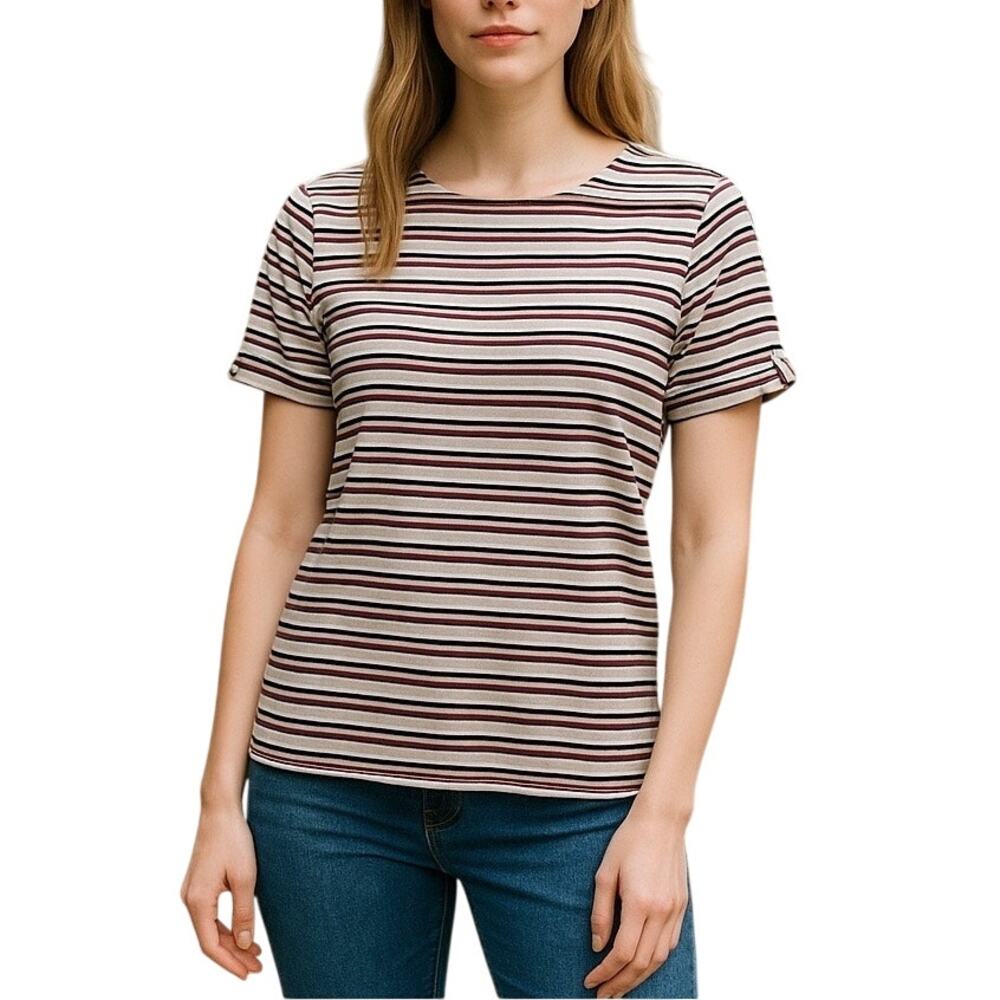 Tommy Hilfiger Red White Navy Striped Scoop Neck Blouse Medium – Preppy Chic